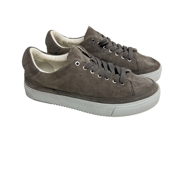 All Saints Trish Taupe Suede Platform Sneakers - Picture 1 of 11